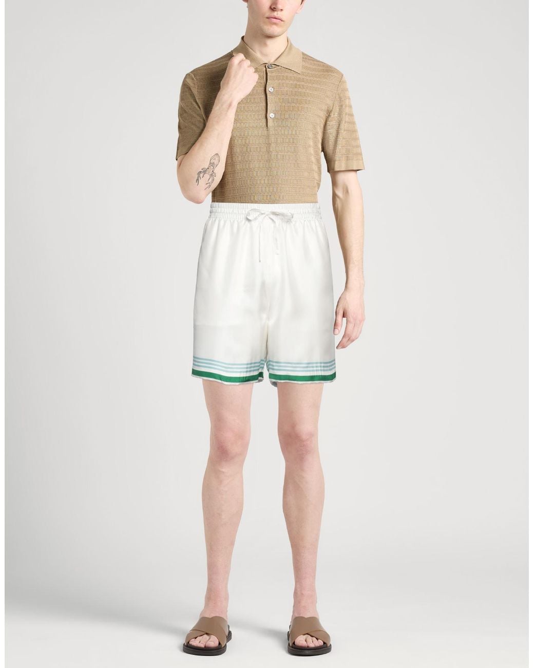 Casablanca White Shorts & Bermuda Shorts Silk for men