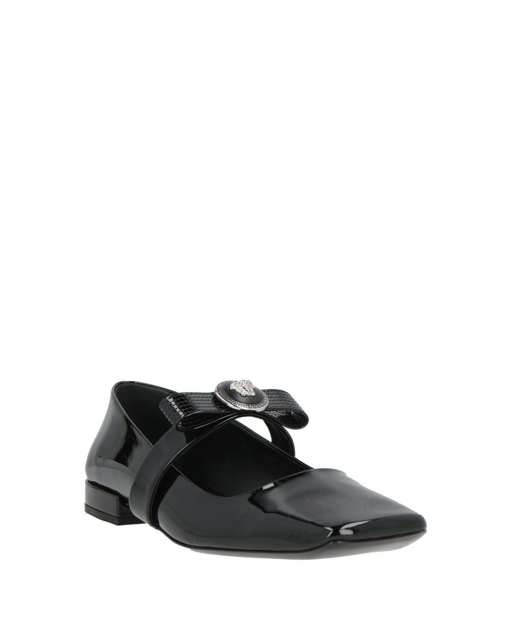 Versace Black Ballet Flats Leather