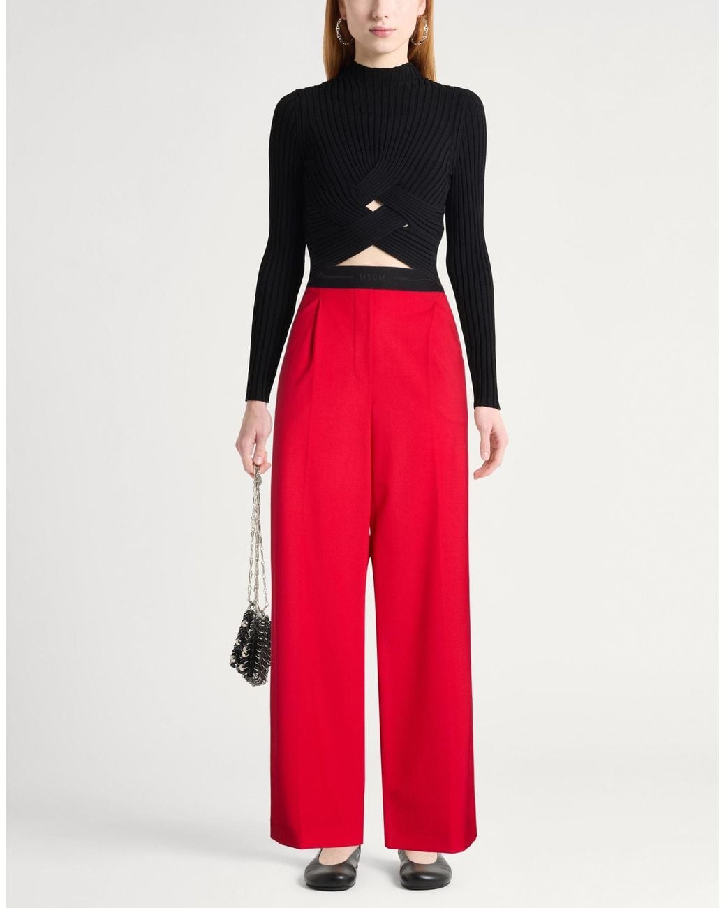 MSGM Red Pants Virgin Wool, Elastane