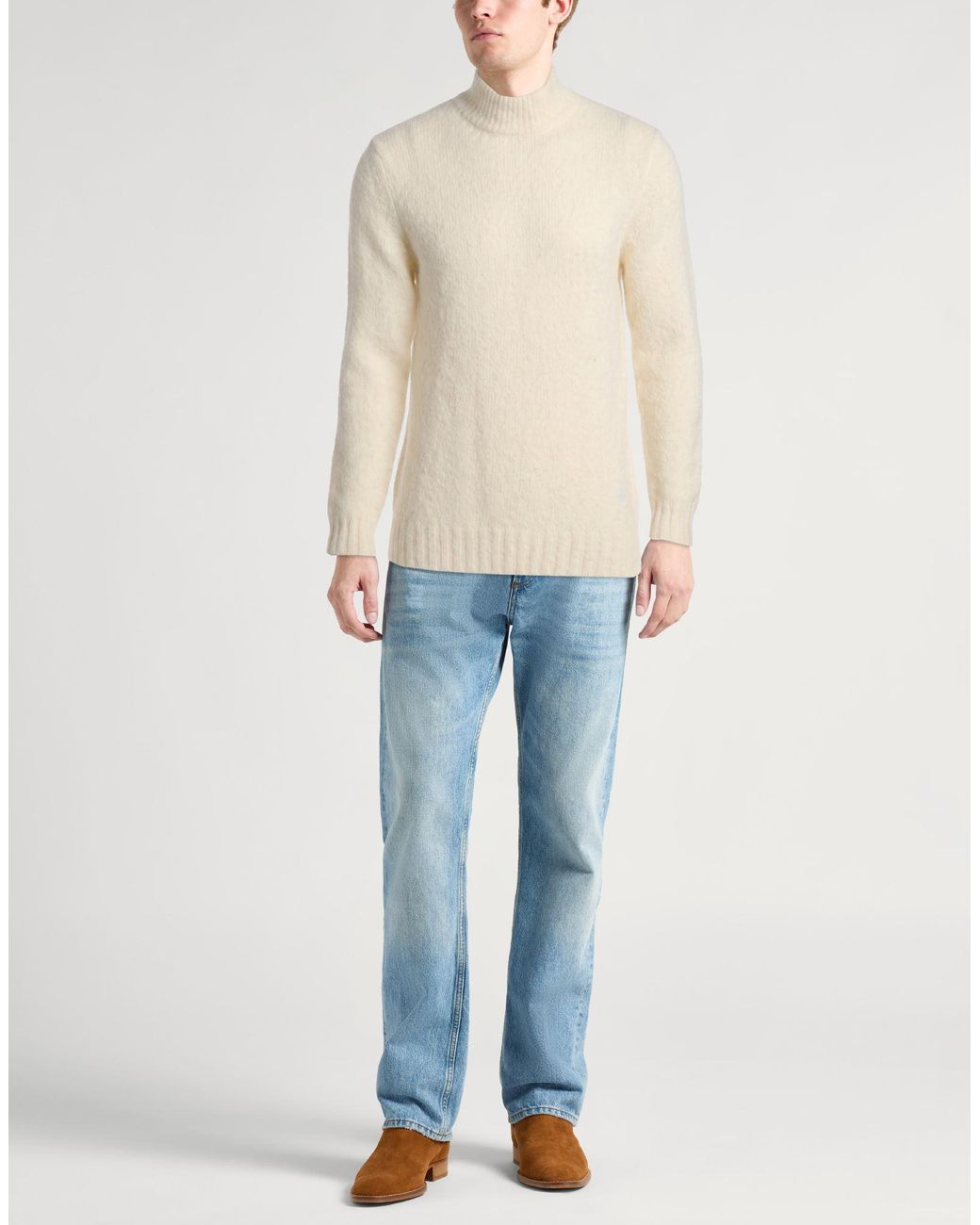 Fedeli White Turtleneck Virgin Wool, Cashmere, Polyamide for men