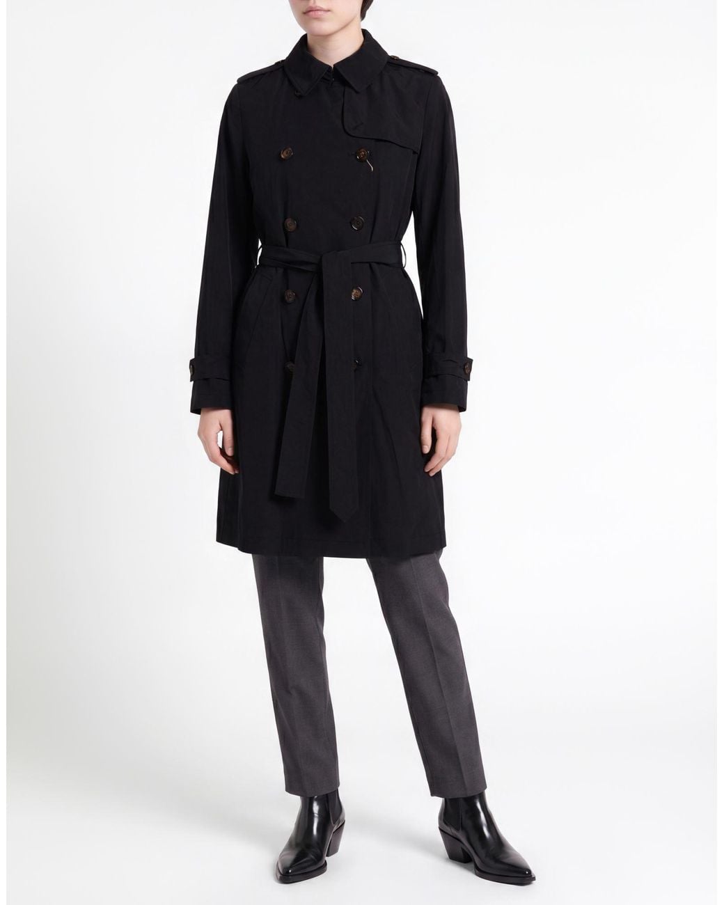 Moorer Black Overcoat & Trench Coat