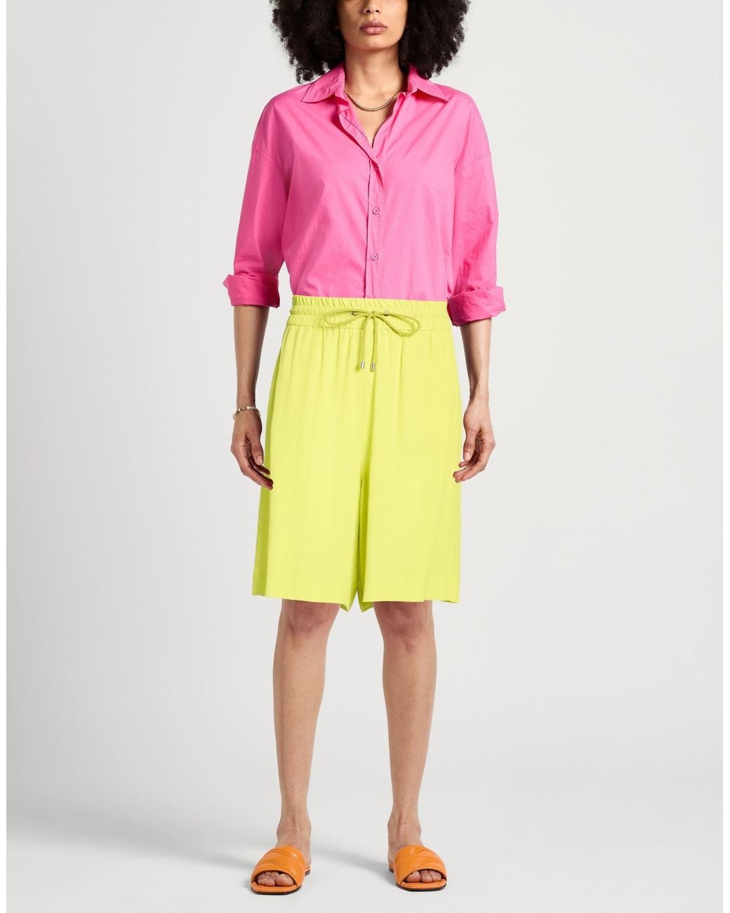 Iceberg Yellow Lime Shorts & Bermuda Shorts Acetate, Silk