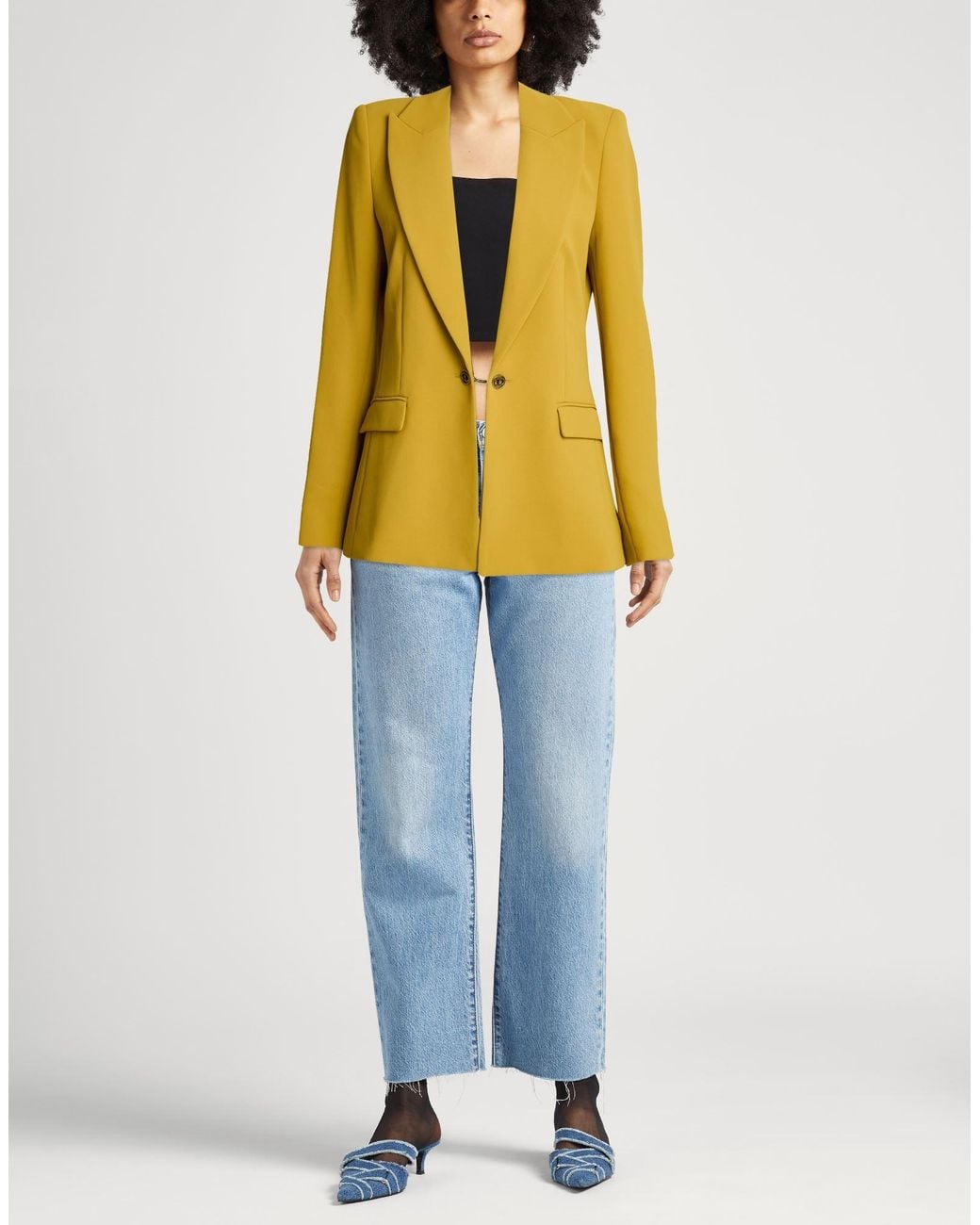 Twinset Yellow Blazer Polyester, Elastane