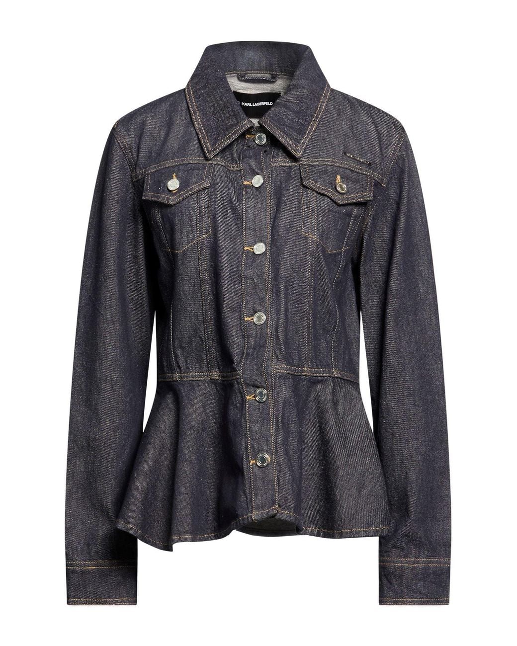 Karl Lagerfeld Black Denim Outerwear Cotton