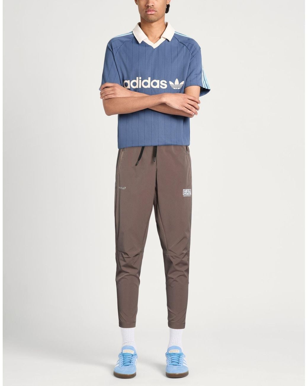 EA7 Gray Taupe Pants Polyester for men