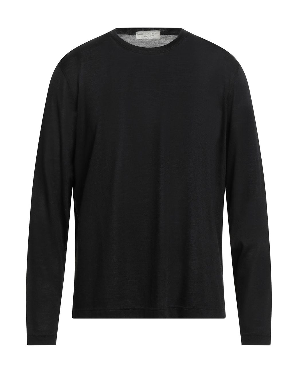 FILIPPO DE LAURENTIIS Black T-Shirt Merino Wool for men