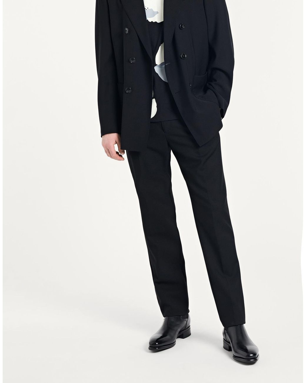 Versace Black Pants Virgin Wool for men