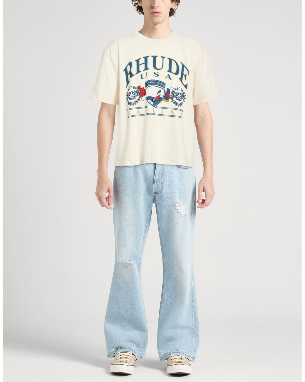 Rhude White Ivory T-Shirt Cotton for men