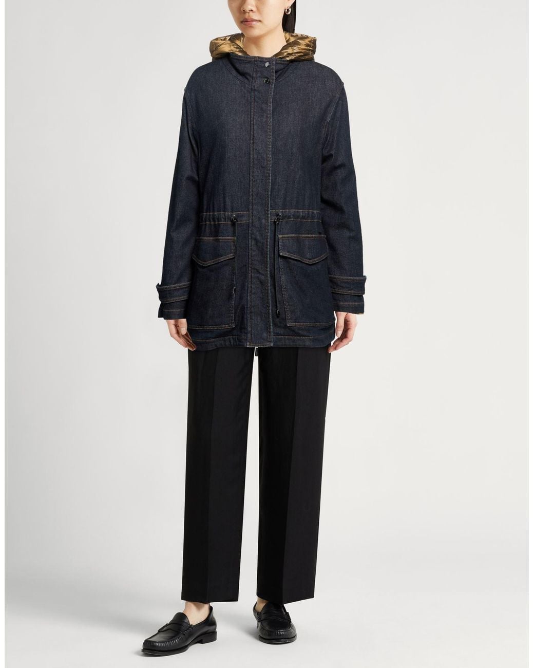 Moorer Blue Denim Outerwear Cotton, Cashmere, Elastane, Polyamide