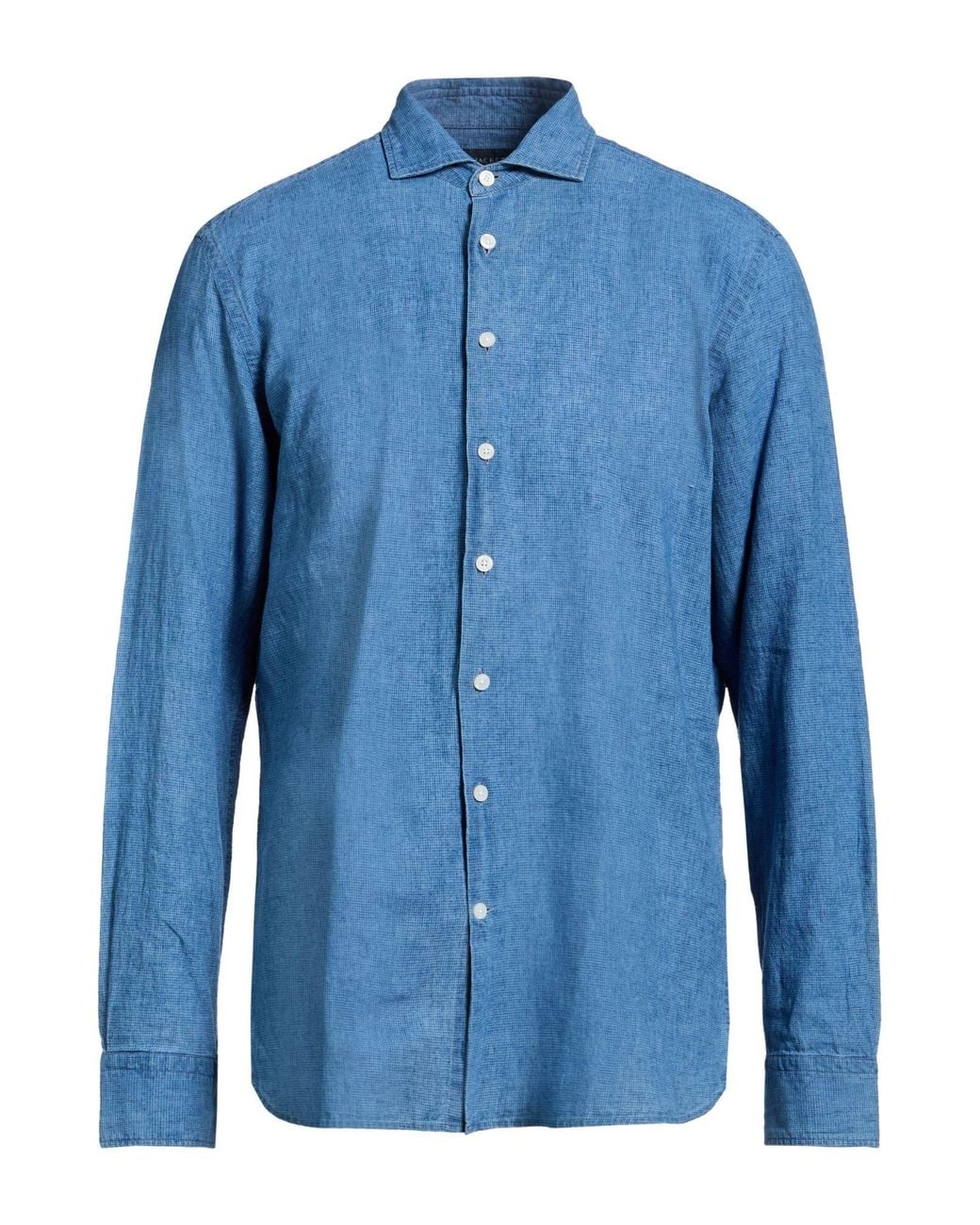 Hackett Blue Shirt Linen, Cotton for men