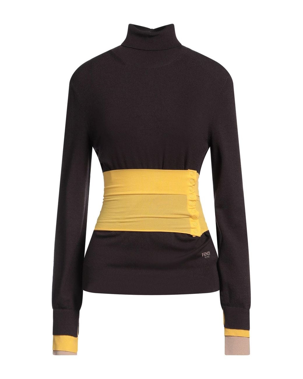 Fendi Black Plum Turtleneck Wool, Polyamide, Polyurethane, Viscose, Polyester