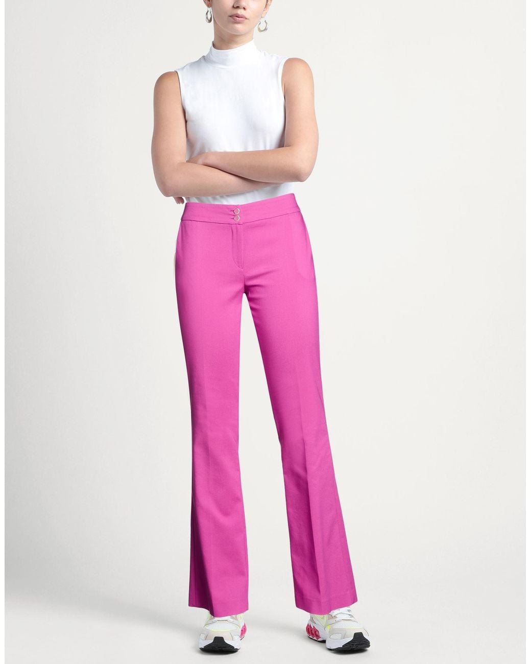 Compagnia Italiana Pink Mauve Pants Cotton, Polyester, Rubber