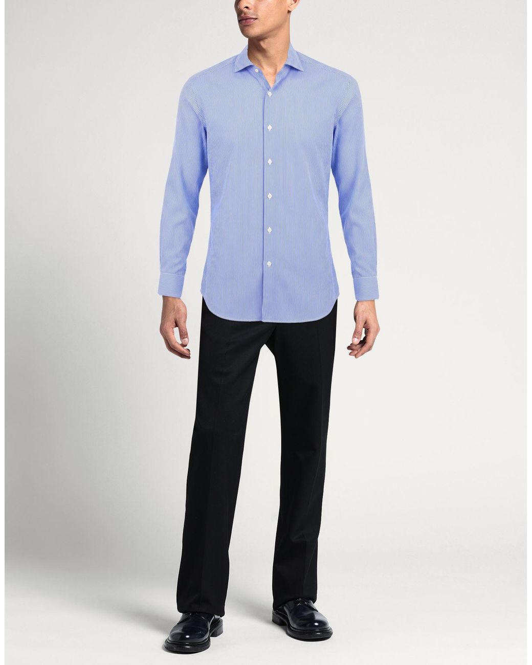 Luigi Borrelli Napoli Blue Shirt Cotton for men