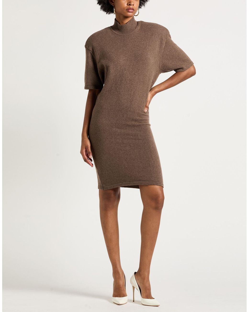 Jacquemus Brown Mini Dress Merino Wool, Polyamide