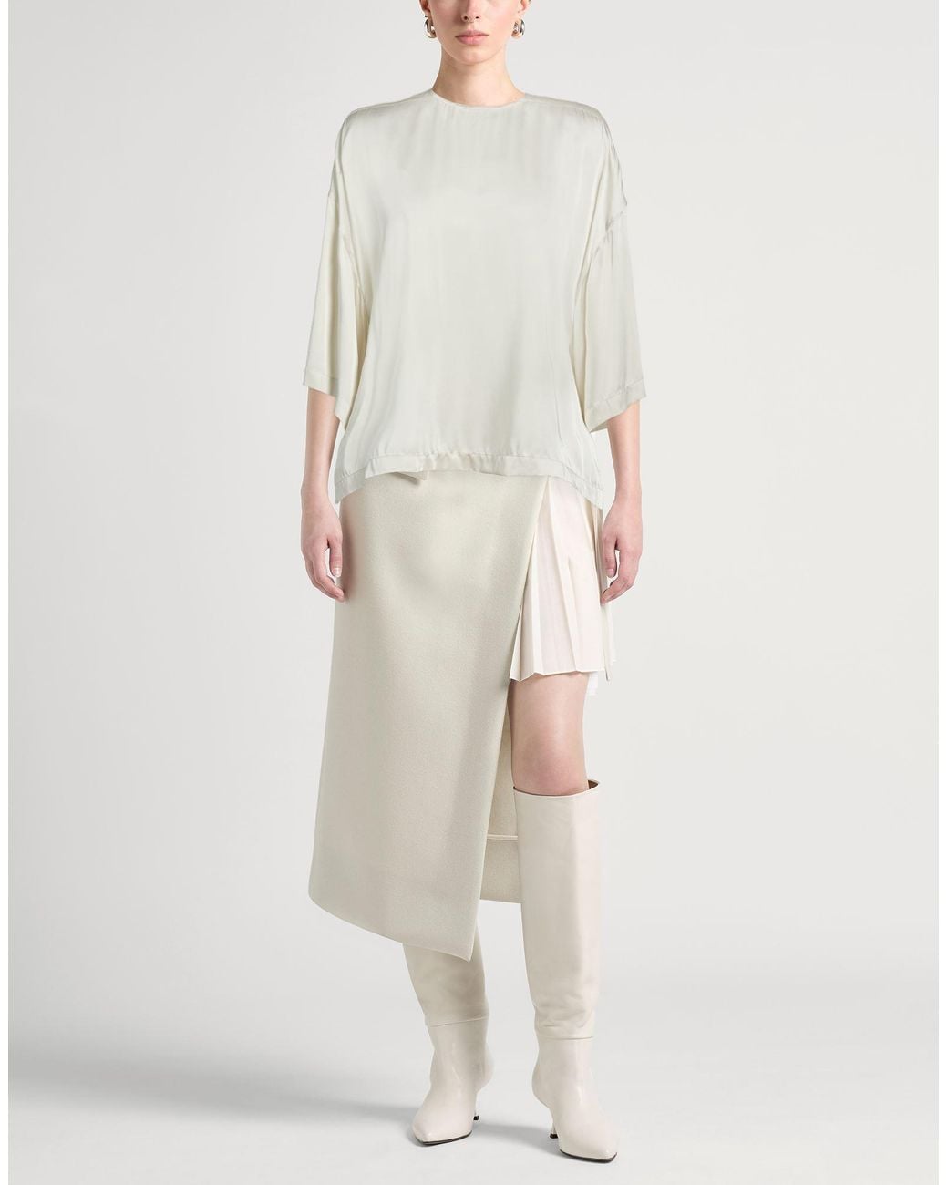 Rick Owens White Cream Top Acetate, Viscose