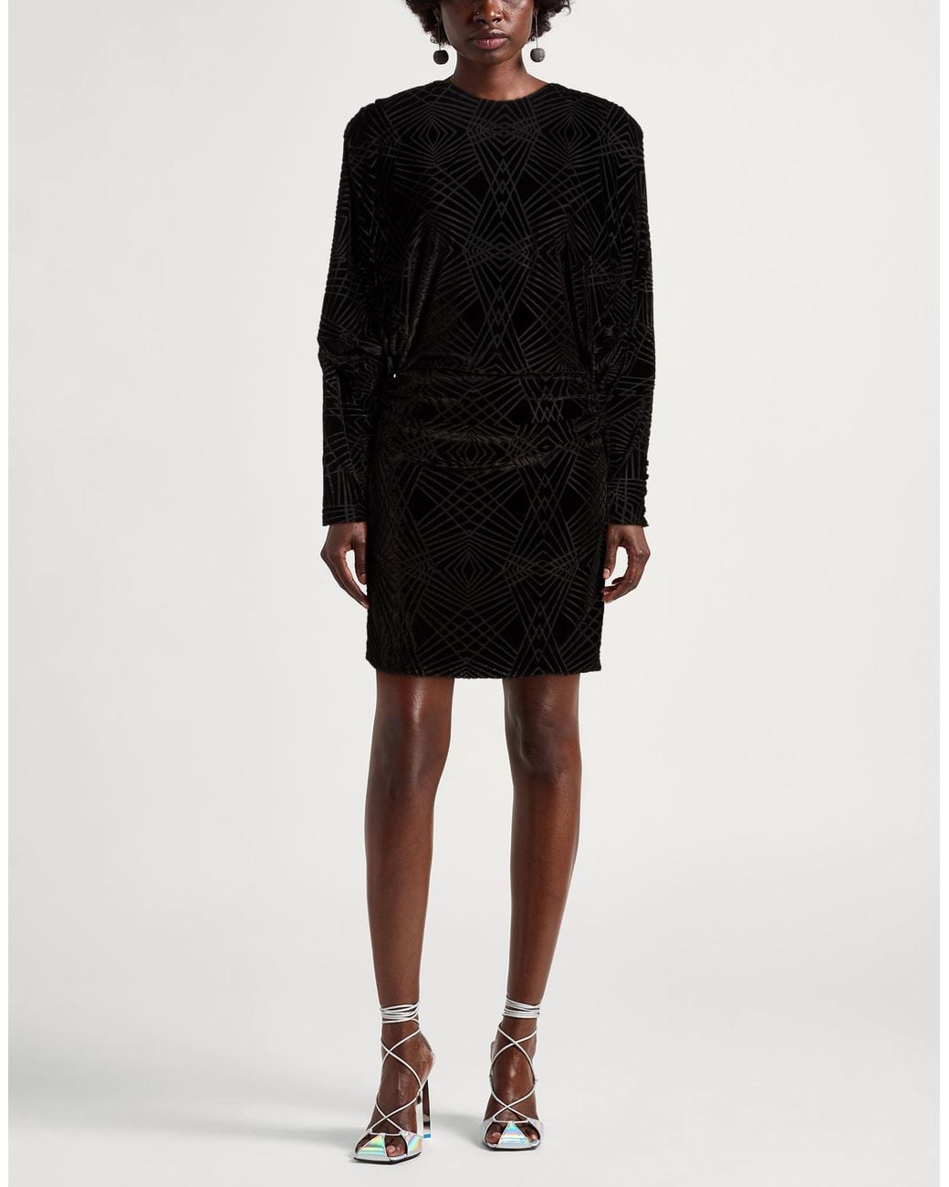 Pinko Black Mini Dress Polyester, Nylon, Elastane, Brass
