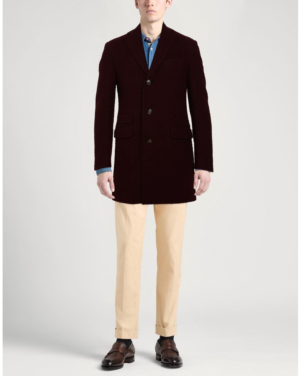 Tombolini Red Burgundy Coat Virgin Wool for men