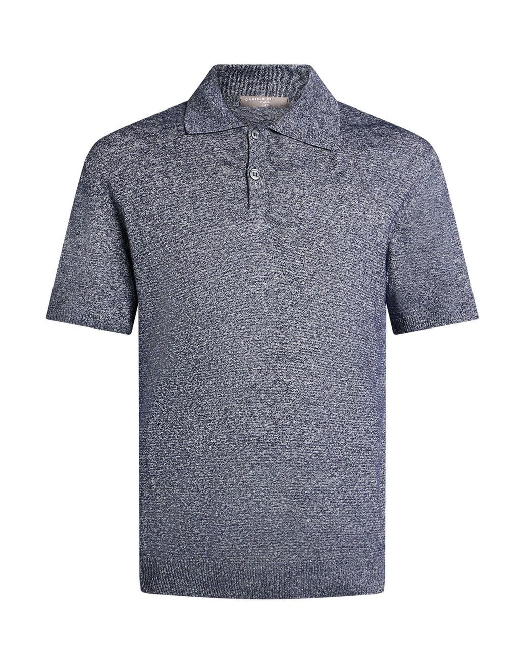 Daniele Fiesoli Blue Polo Shirt Linen, Cotton for men
