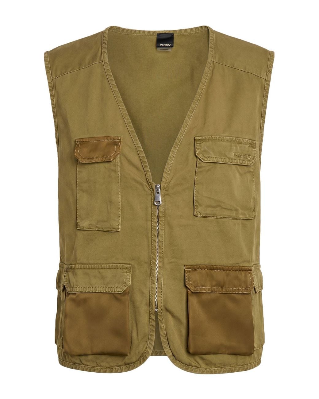 Pinko Green Military Vest Cotton, Polyester