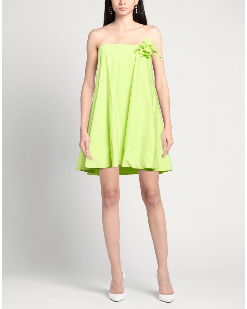 SILENCE LIMITED Green Mini Dress Cotton, Polyamide, Elastane