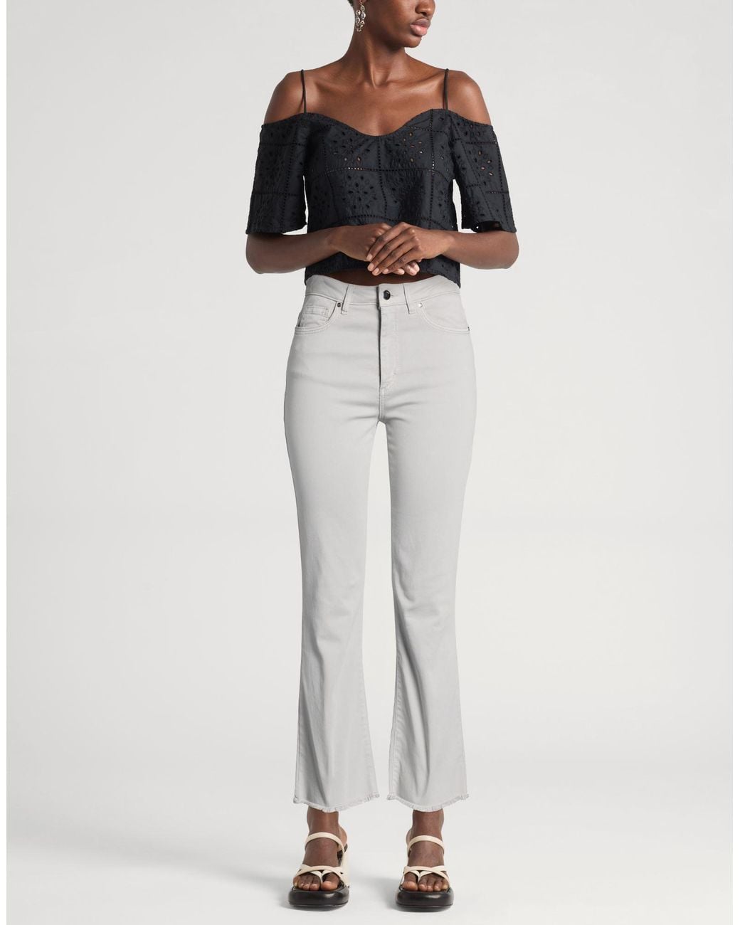 D.exterior Gray Light Pants Cotton, Elastane