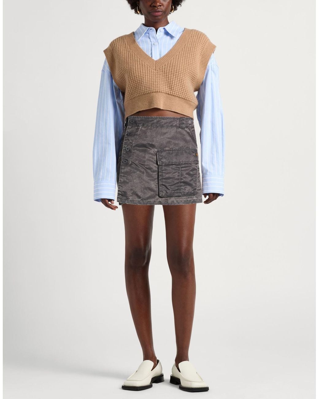 Alpha Industries Gray Charcoal Mini Skirt Nylon