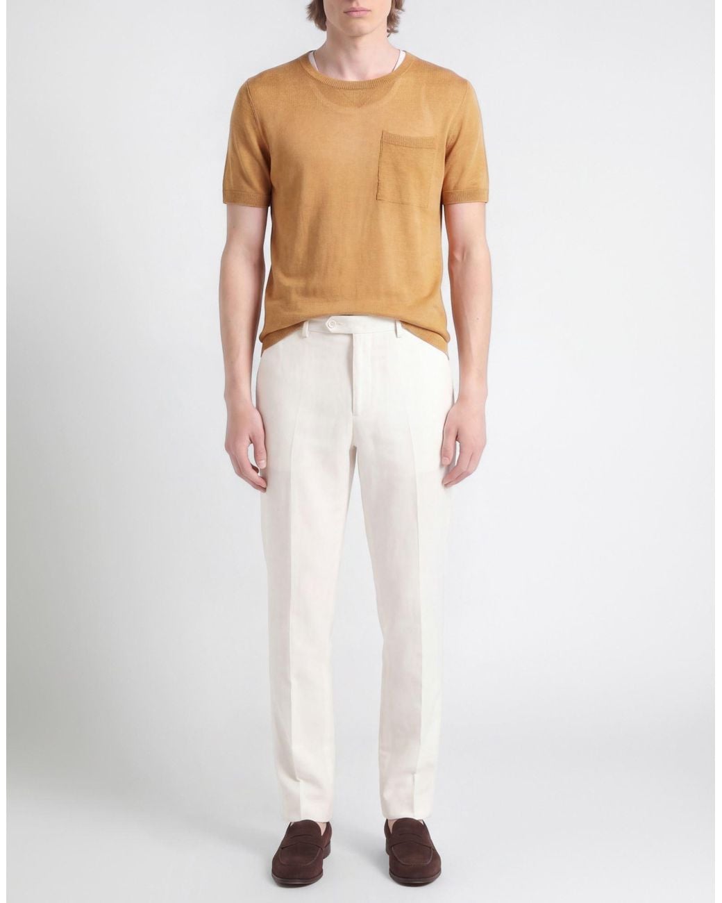 Amaranto Orange Camel Sweater Hemp for men