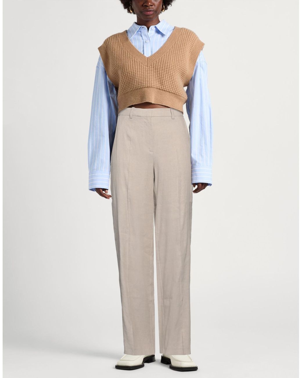 Anine Bing White Pants Lycra, Viscose, Elastane