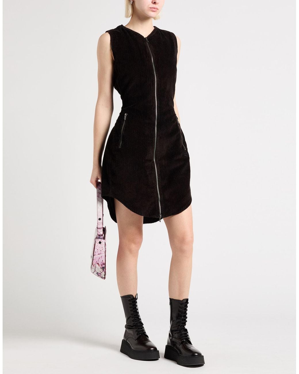 DIESEL Black Dark Mini Dress Cotton, Elastane