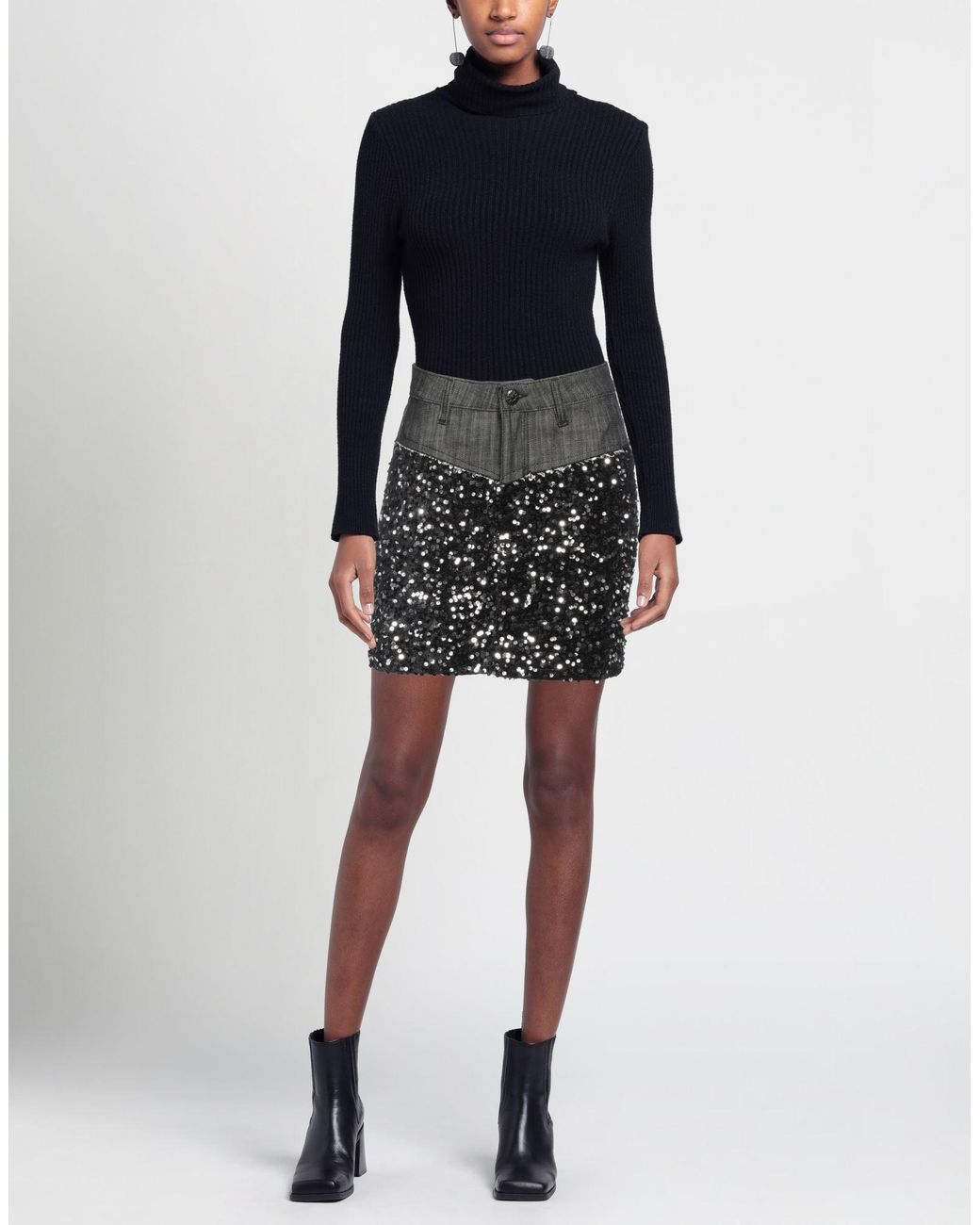 Shaft Black Denim Skirt Cotton, Elastane, Polyester