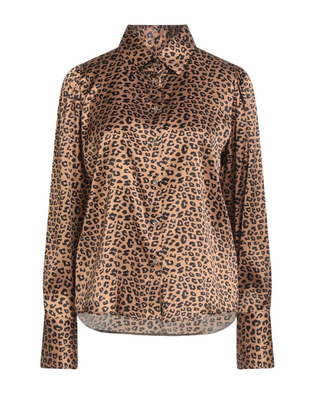 Robert Friedman Brown Camel Shirt Silk, Elastane