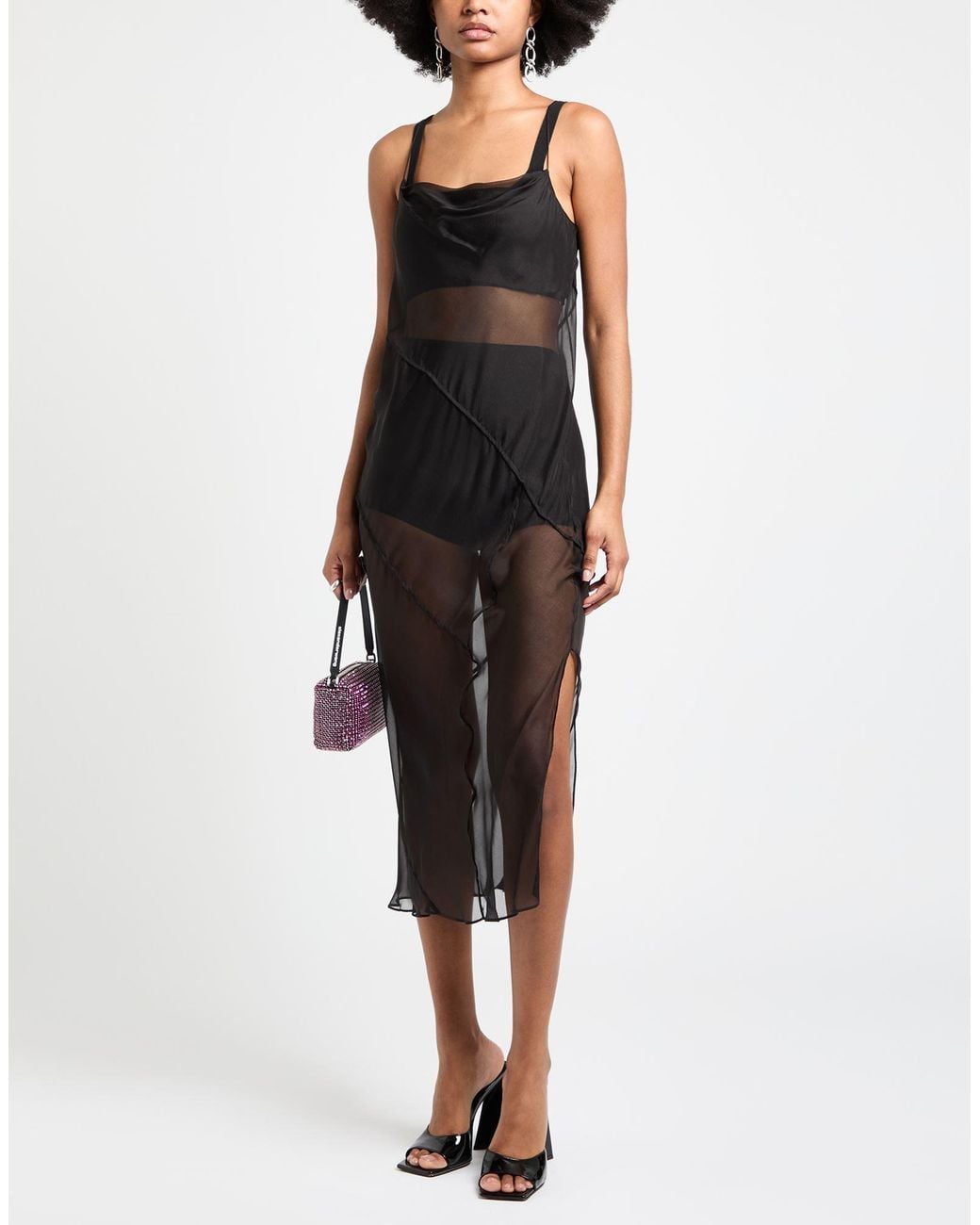 Patrizia Pepe Black Midi Dress Silk