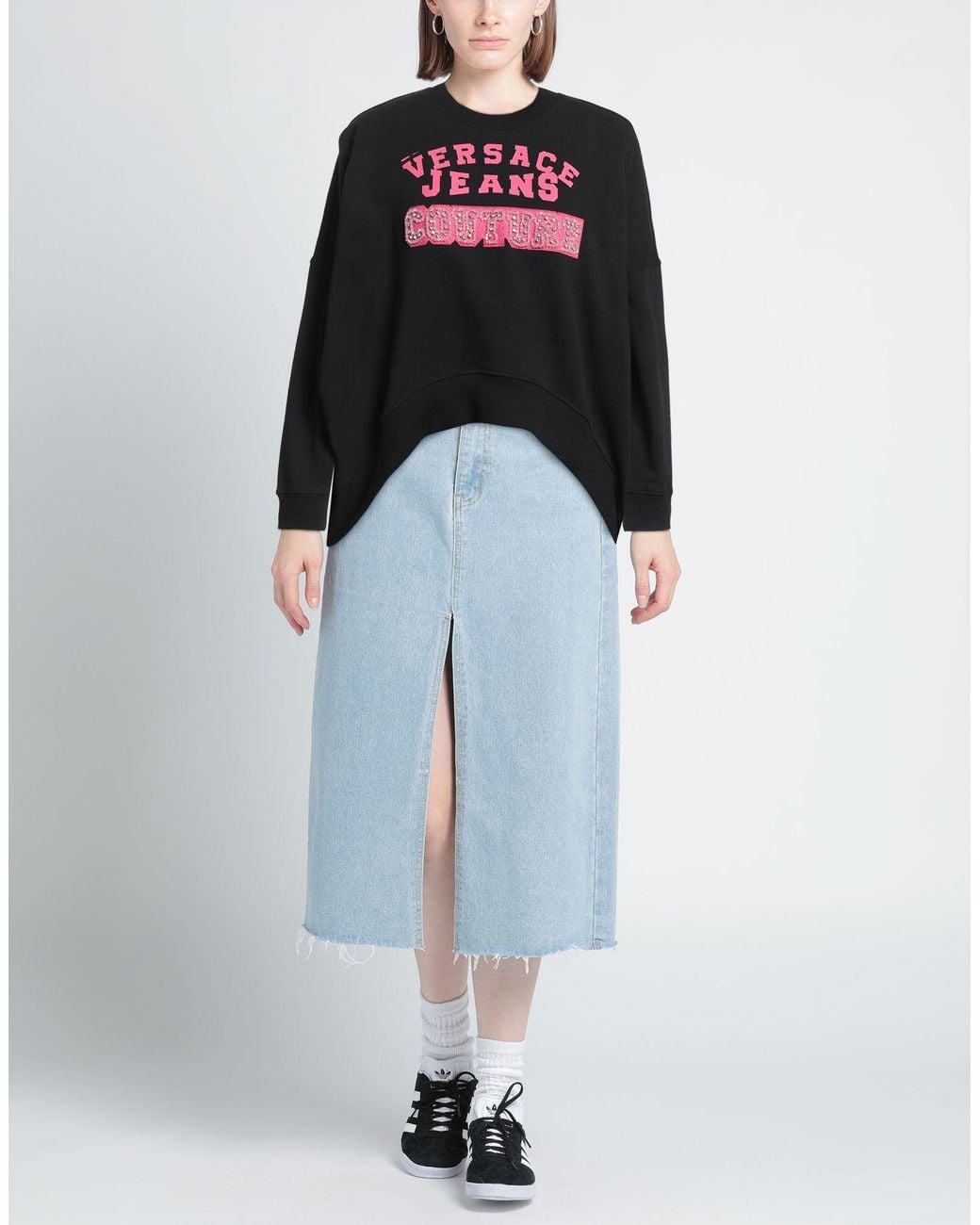 Versace Jeans Couture Black Sweatshirt Cotton, Elastane