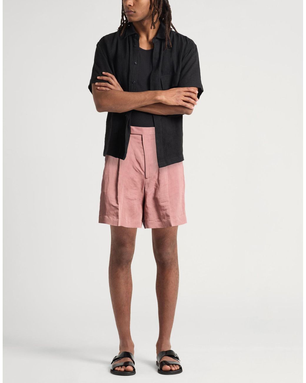 Lardini Pink Antique Rose Shorts & Bermuda Shorts Linen, Tencel for men