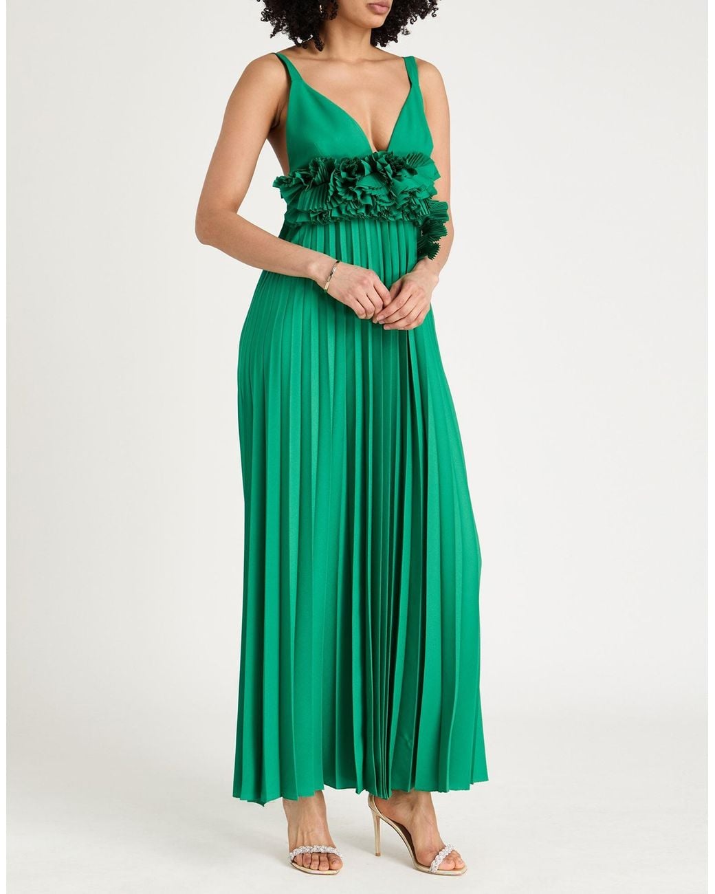P.A.R.O.S.H. Green Maxi Dress Polyester