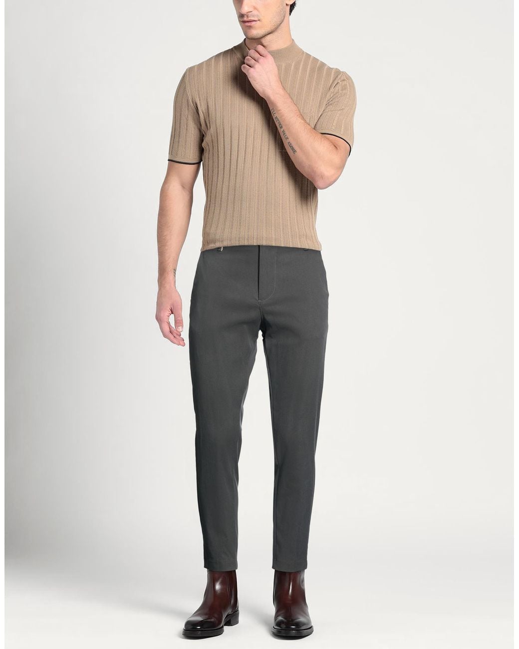 Squad² Gray Pants Cotton, Elastane for men