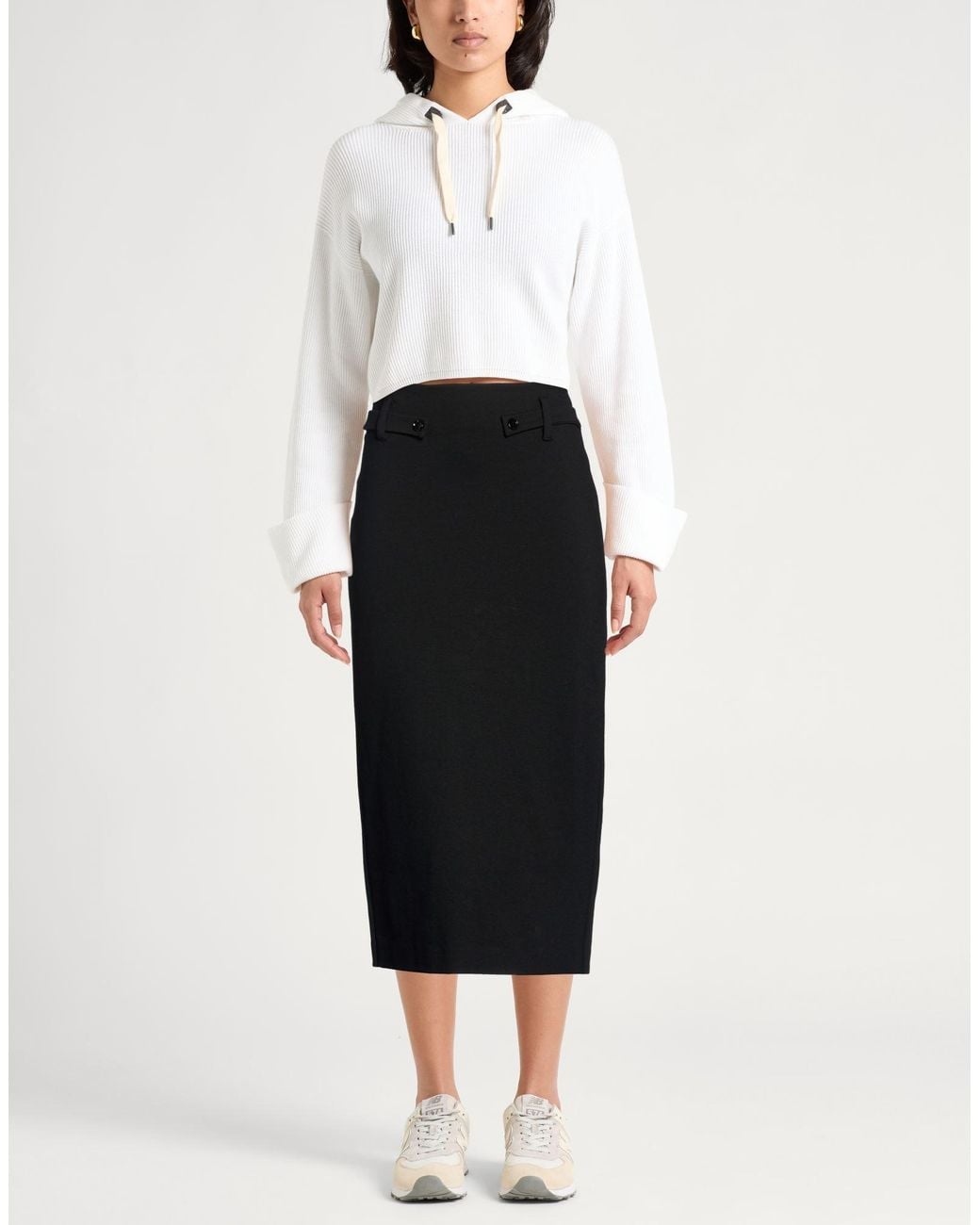 Manila Grace Black Midi Skirt Viscose, Polyamide, Elastane