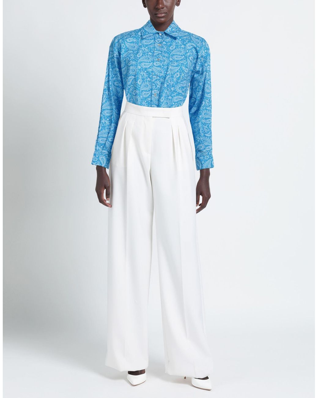 Another Label Blue Shirt Cotton, Elastane