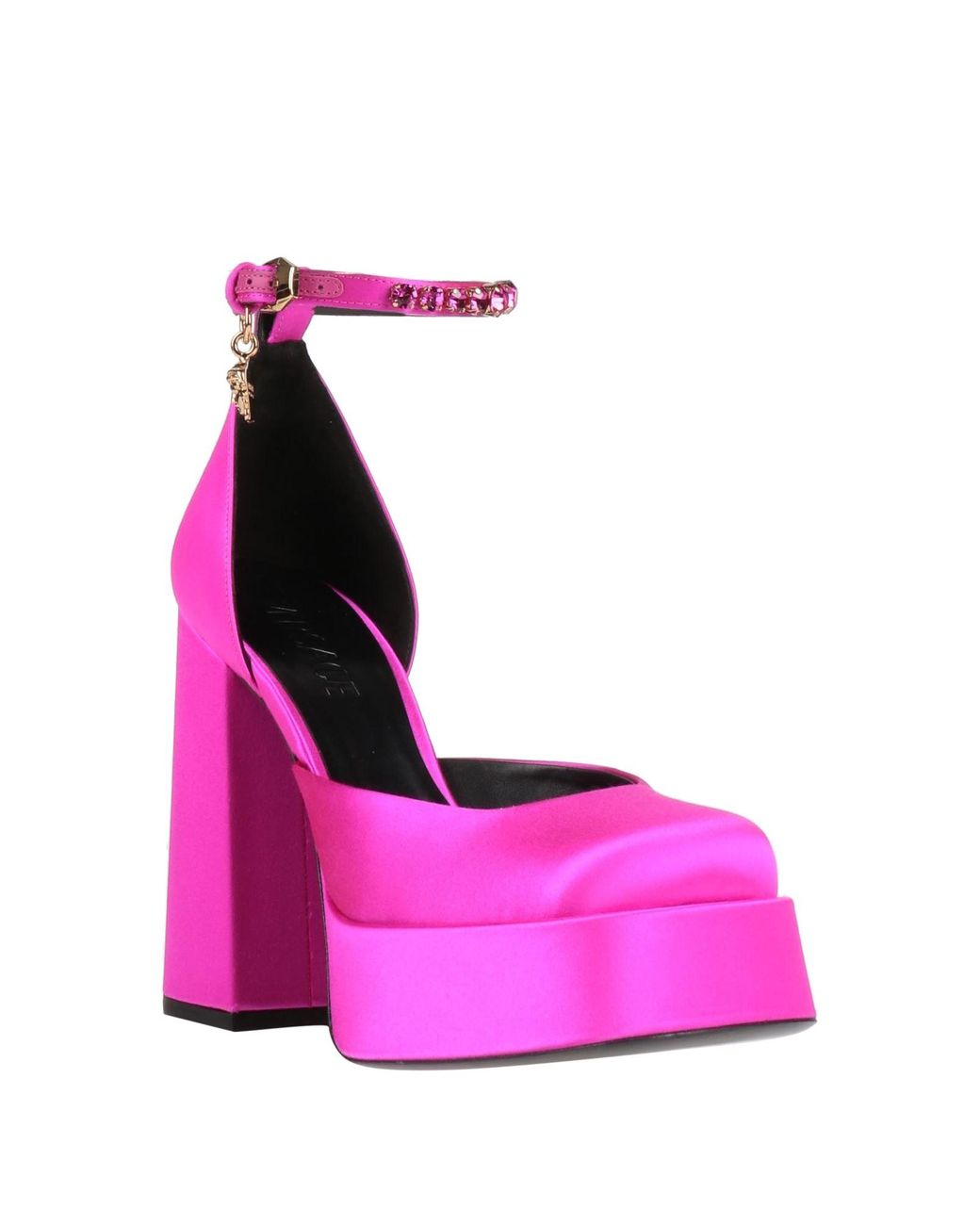 Versace Pink Medusa Aevitas Satin Crystal-embellished Platform Pumps