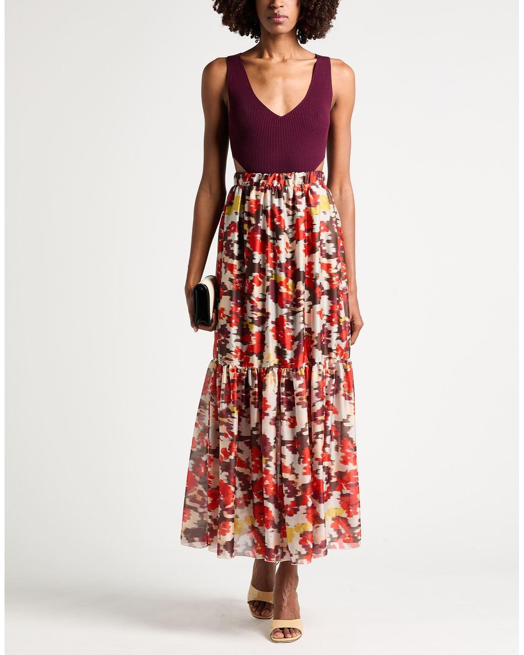 Jijil Red Maxi Skirt Polyester