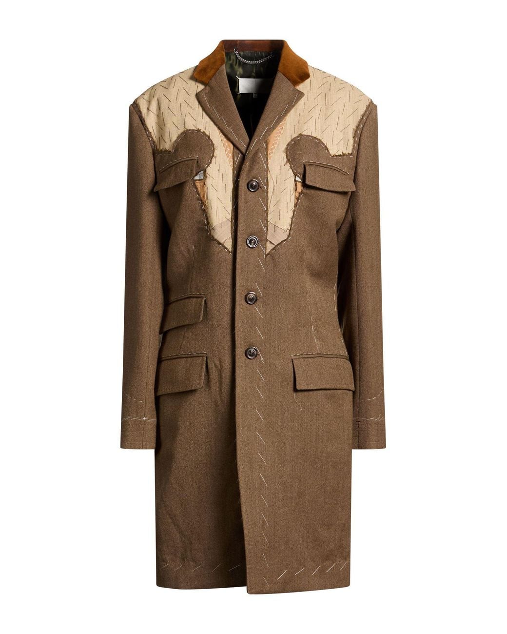 Maison Margiela Brown Coat Wool, Cotton, Modal