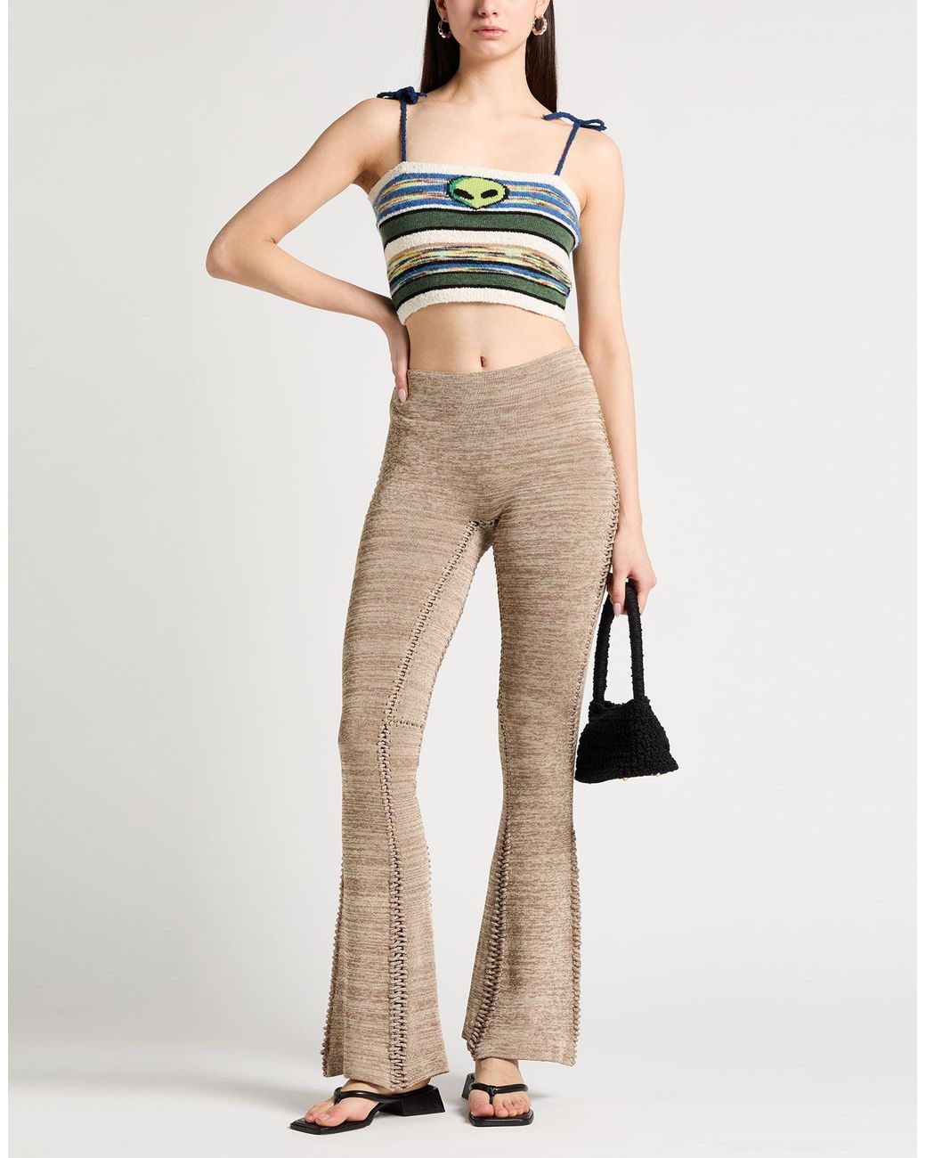 Isa Boulder Gray Pants Rayon, Elastane