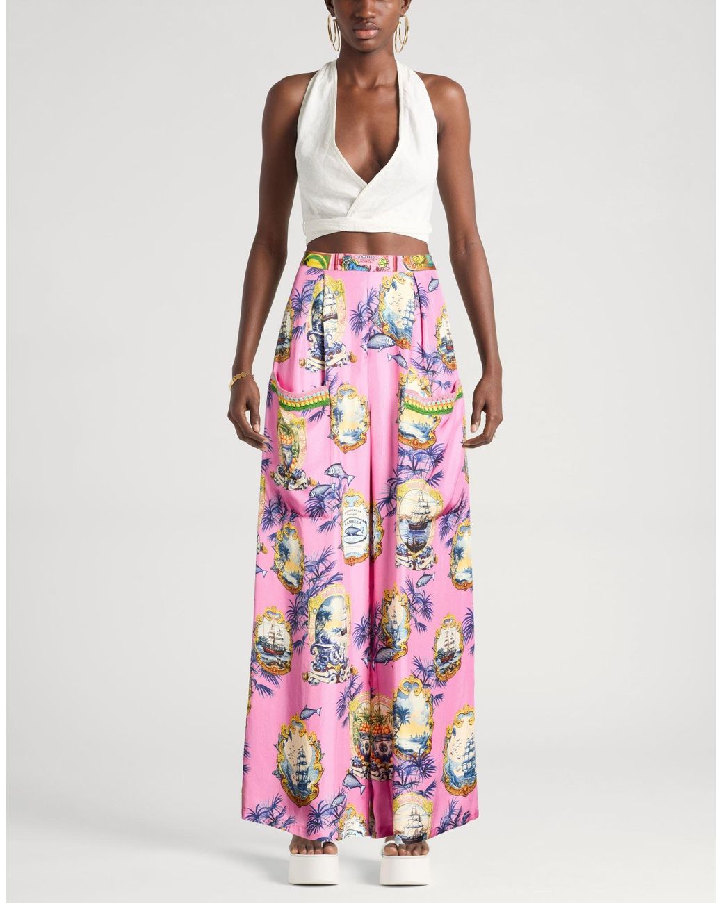 Camilla White Pants Silk