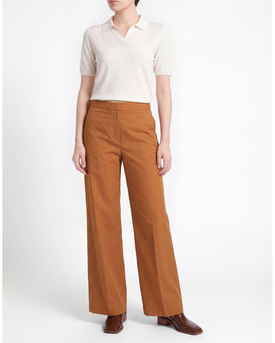 Eleventy Brown Camel Pants Cotton, Elastane