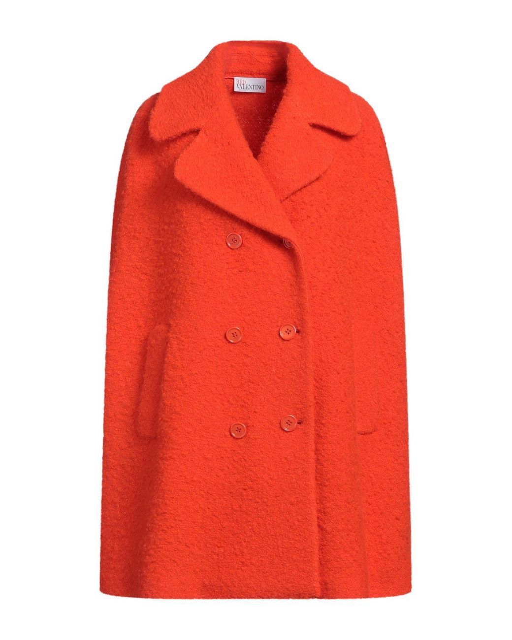 RED Valentino Bouclé Virgin Wool Cape Coat in Red | Lyst UK