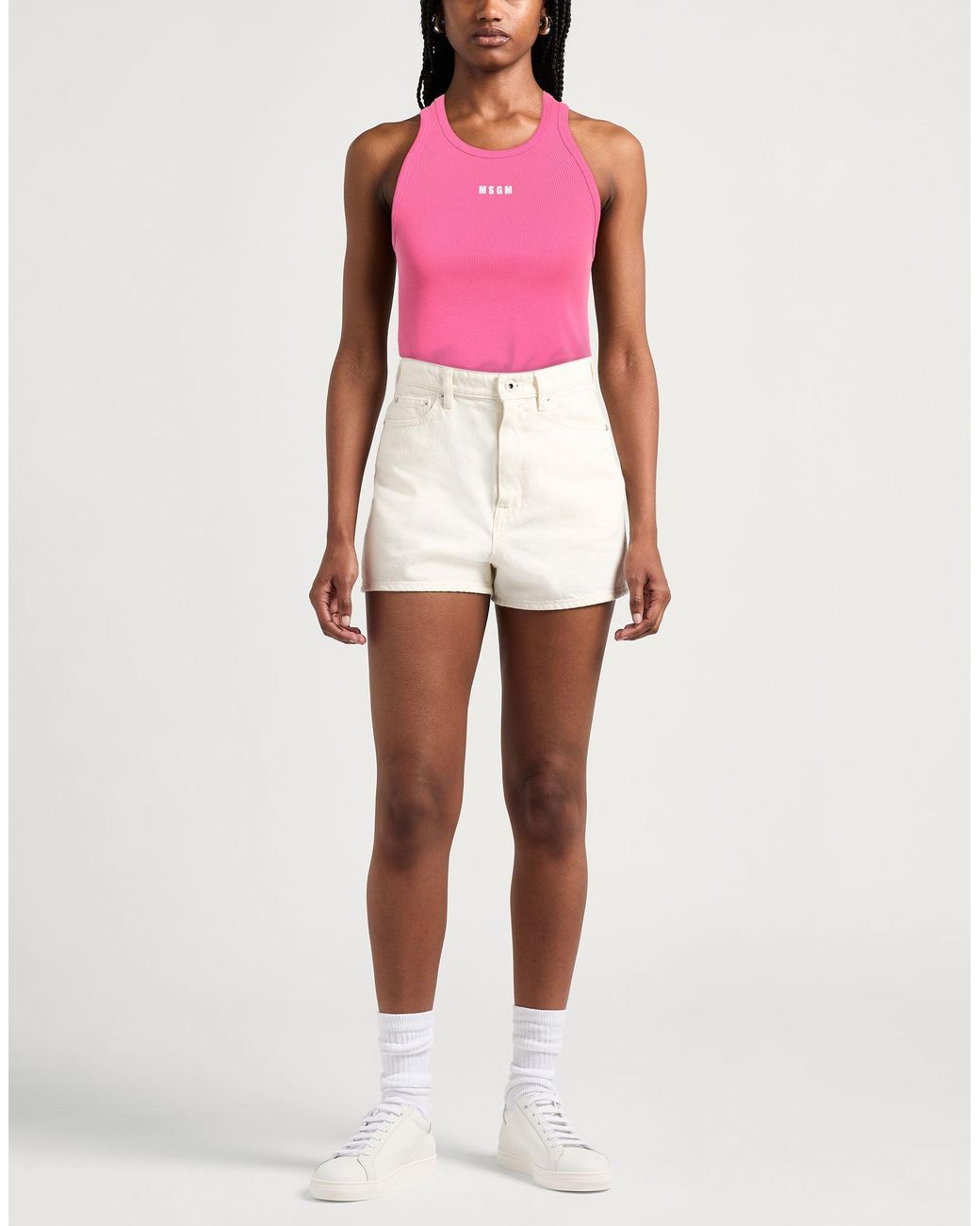 MSGM Pink Fuchsia Tank Top Cotton, Elastane