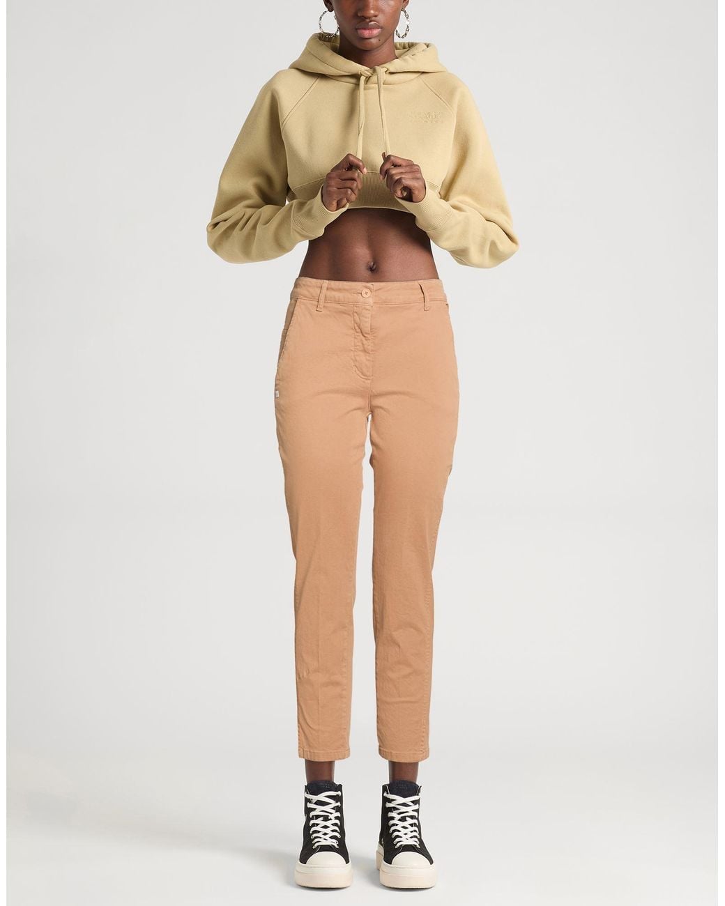 Manila Grace Natural Camel Pants Cotton, Elastane