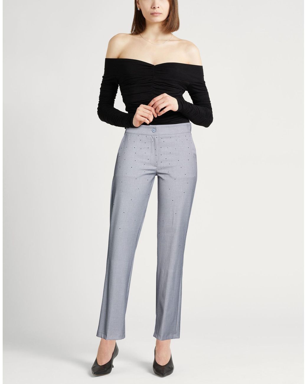 Atos Lombardini Gray Pants Polyester, Viscose, Elastane