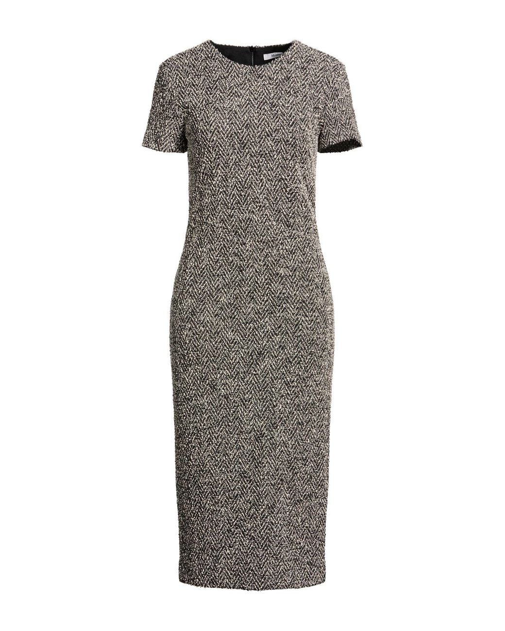 Max Mara Gray Midi Dress Cotton, Wool, Polyester, Polyamide, Elastane