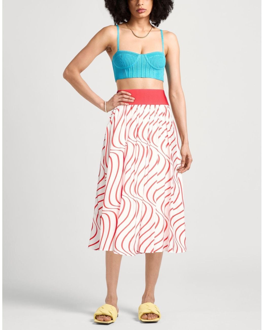 MSGM Red Midi Skirt Cotton